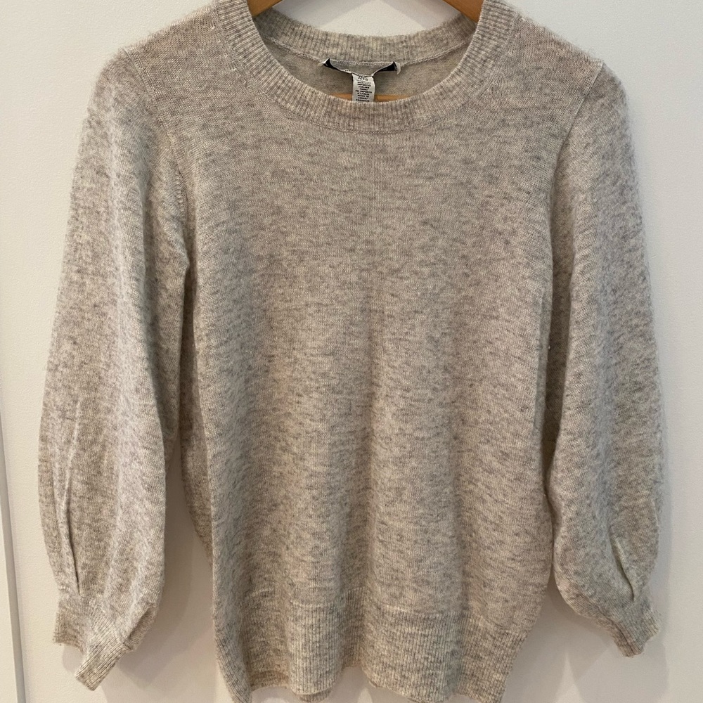 Autumn Cashmere 3/4 length puff sleeve crew